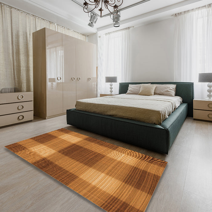 Patterned Orange Rug in a Bedroom, pat3141org