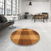 Round Patterned Orange Rug in a Office, pat3141org