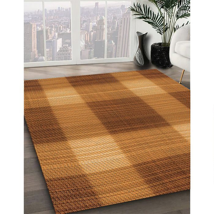 Patterned Orange Rug in Family Room, pat3141org
