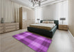 Patterned Bright Neon Pink Purple Rug in a Bedroom, pat3141pur