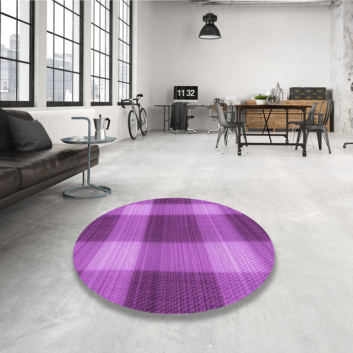 Round Patterned Bright Neon Pink Purple Rug in a Office, pat3141pur