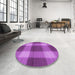 Round Patterned Bright Neon Pink Purple Rug in a Office, pat3141pur
