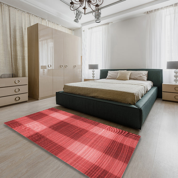 Patterned Red Rug in a Bedroom, pat3141rd