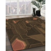 Patterned Saddle Brown Rug, pat3142brn