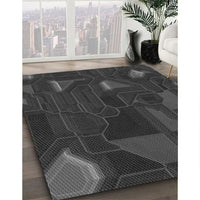 Patterned Charcoal Black Rug, pat3142gry