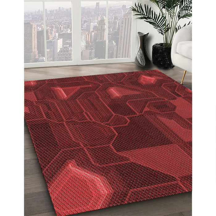 Machine Washable Transitional Red Rug in a Family Room, wshpat3142rd