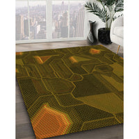 Patterned Dark Bronze Brown Rug, pat3142yw