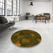 Round Patterned Dark Bronze Brown Rug in a Office, pat3142yw