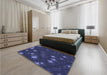 Patterned Royal Blue Rug in a Bedroom, pat3143blu