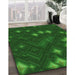 Machine Washable Transitional Deep Emerald Green Rug in a Family Room, wshpat3143grn