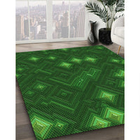 Patterned Deep Emerald Green Rug, pat3143grn