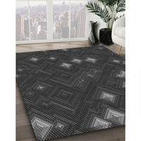 Patterned Charcoal Black Rug, pat3143gry