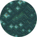 Square Machine Washable Transitional Dark Cyan Green Rug in a Living Room, wshpat3143lblu