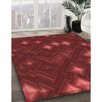 Patterned Crimson Red Rug, pat3143rd