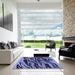 Square Patterned Blue Rug in a Living Room, pat3145blu