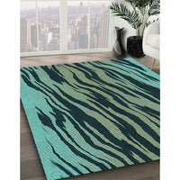 Patterned Deep Teal Green Rug, pat3145lblu