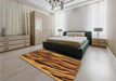 Patterned Dark Orange Rug in a Bedroom, pat3145org