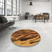 Round Patterned Dark Orange Rug in a Office, pat3145org