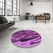 Round Patterned Purple Rug in a Office, pat3145pur