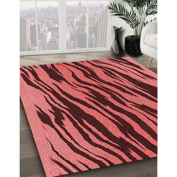 Patterned Saffron Red Rug in Family Room, pat3145rd