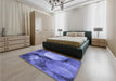 Patterned Sky Blue Rug in a Bedroom, pat3146blu