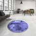 Round Patterned Sky Blue Rug in a Office, pat3146blu