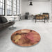 Round Patterned Orange Rug in a Office, pat3146brn