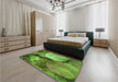 Patterned Seaweed Green Rug in a Bedroom, pat3146grn