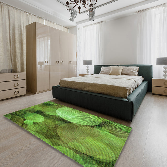 Patterned Seaweed Green Rug in a Bedroom, pat3146grn