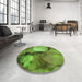 Round Patterned Seaweed Green Rug in a Office, pat3146grn