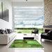 Square Patterned Seaweed Green Rug in a Living Room, pat3146grn