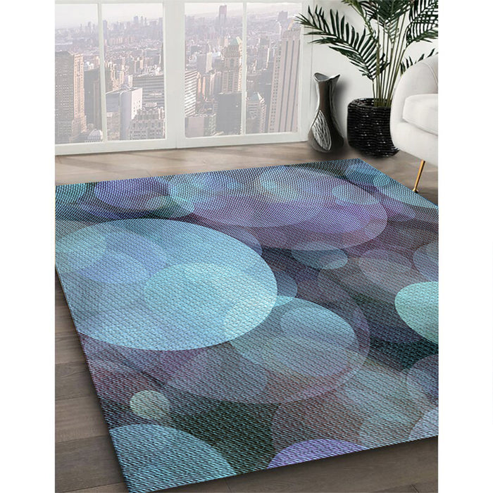 Machine Washable Transitional Iceberg Blue Rug in a Family Room, wshpat3146lblu