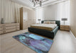 Patterned Iceberg Blue Rug in a Bedroom, pat3146lblu