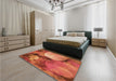 Patterned Bright Orange Rug in a Bedroom, pat3146org