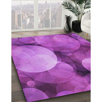 Patterned Bright Neon Pink Purple Rug, pat3146pur