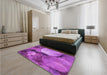 Patterned Bright Neon Pink Purple Rug in a Bedroom, pat3146pur