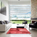 Square Patterned Red Rug in a Living Room, pat3146rd