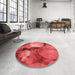 Round Patterned Red Rug in a Office, pat3146rd