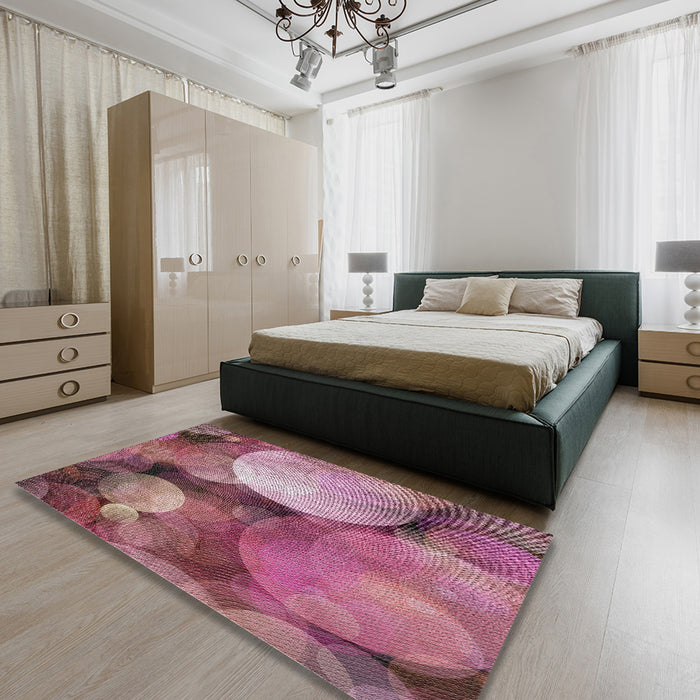 Patterned Pink Novelty Rug in a Bedroom, pat3146
