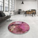 Round Patterned Pink Novelty Rug in a Office, pat3146