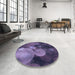 Round Patterned Medium Purple Rug in a Office, pat3147blu