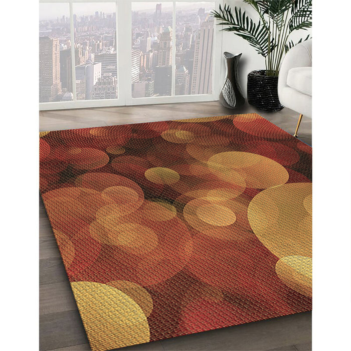 Patterned Orange Rug in Family Room, pat3147brn