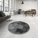 Round Patterned Platinum Gray Rug in a Office, pat3147gry