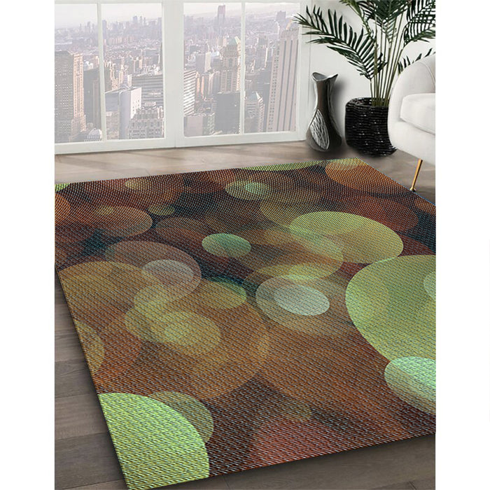 Patterned Bakers Brown Rug in Family Room, pat3147lblu