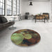 Round Patterned Bakers Brown Rug in a Office, pat3147lblu