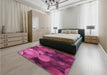 Patterned Neon Pink Rug in a Bedroom, pat3147pur