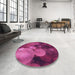 Round Patterned Neon Pink Rug in a Office, pat3147pur