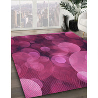 Patterned Neon Pink Rug, pat3147pur