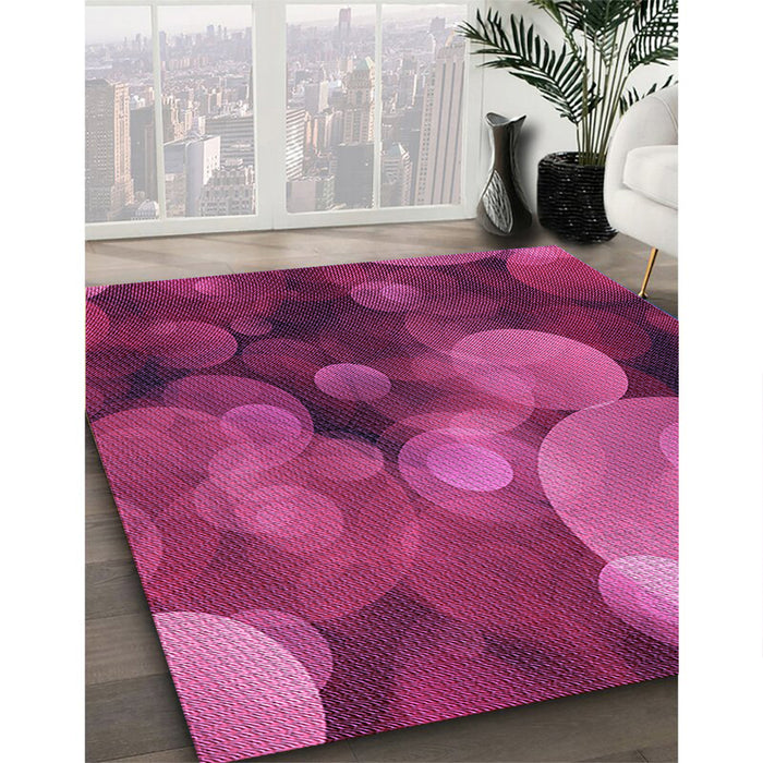 Machine Washable Transitional Neon Pink Rug in a Family Room, wshpat3147pur