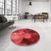 Round Patterned Red Rug in a Office, pat3147rd